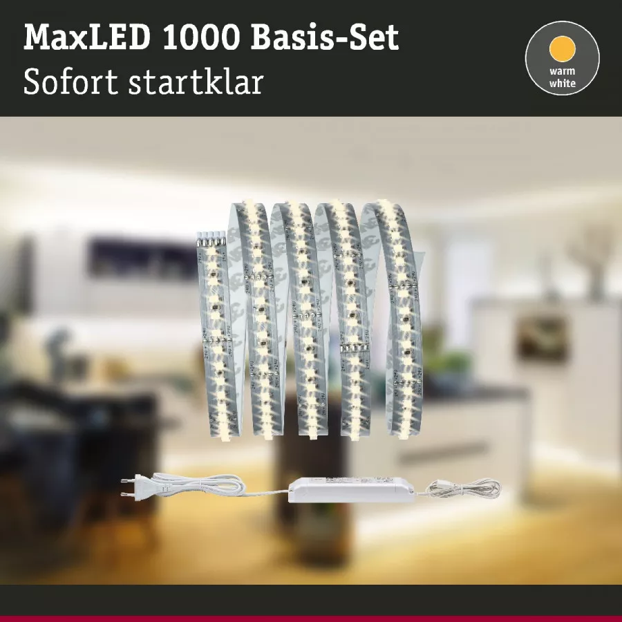 Paulmann 70585 MaxLED 1000 LED Strip Warmweiß Basisset 1,5m 18W 1100lm/m 2700K 36VA