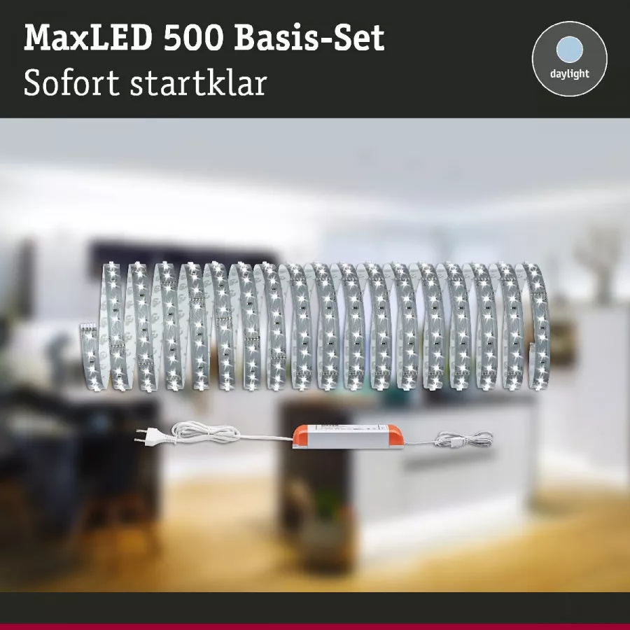 Paulmann 70830 MaxLED 500 LED Strip Tageslichtweiß Basisset 10m 50W 550lm/m 6500K 75VA