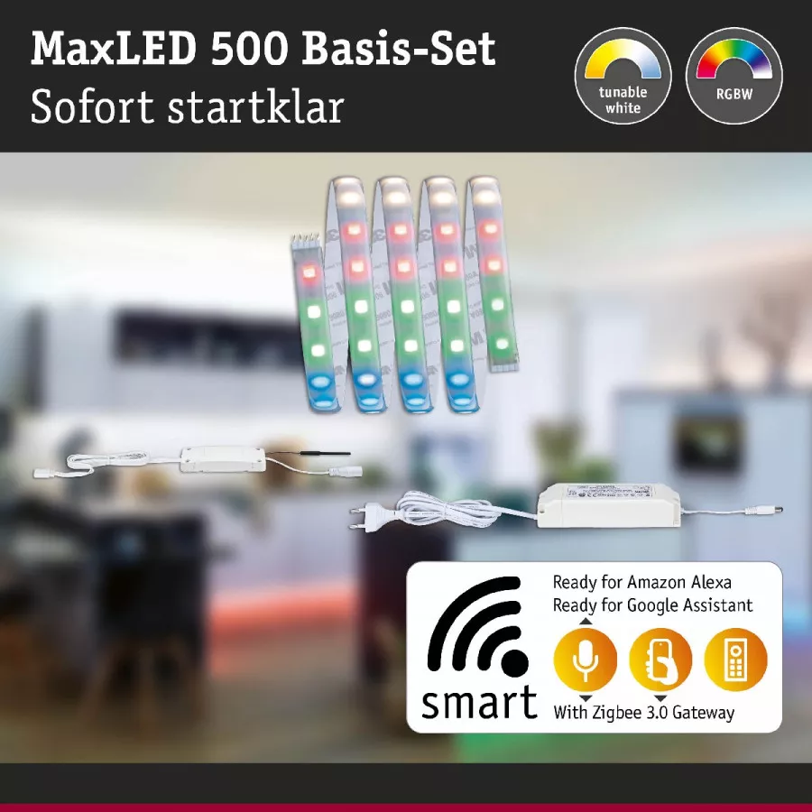 Paulmann 78883 MaxLED 500 LED Strip Smart Home Zigbee RGBW beschichtet 1,5m 13,5W 600lm 60LEDs/m RGBW