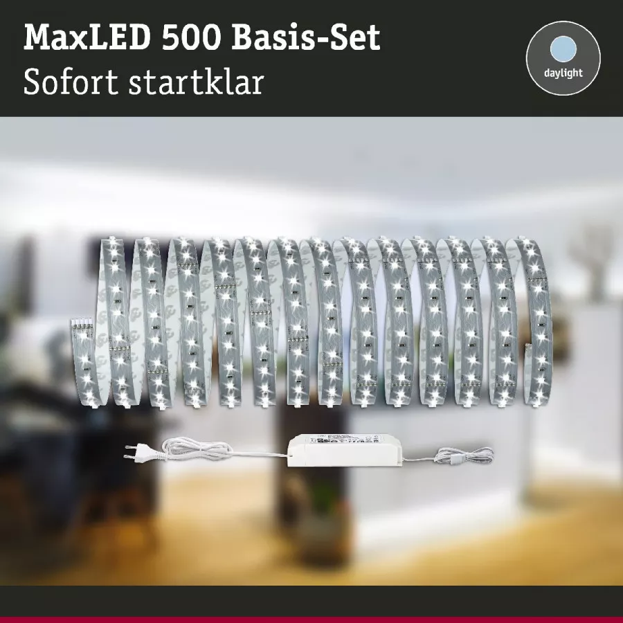 Paulmann 70605 MaxLED 500 LED Strip Tageslichtweiß Basisset 5m 30W 550lm/m 6500K 60VA