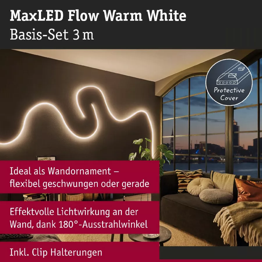 Paulmann 70963 MaxLED Flow LED Strip Warmweiß Basisset 3m 38W 750lm/m 2700K 50VA