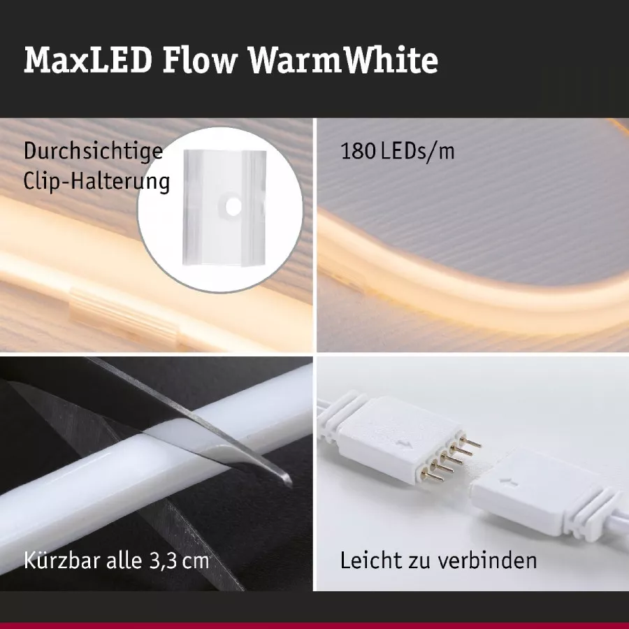 Paulmann 70962 MaxLED Flow LED Strip Warmweiß Basisset 1,5m 22,2W 750lm/m 2700K 24VA