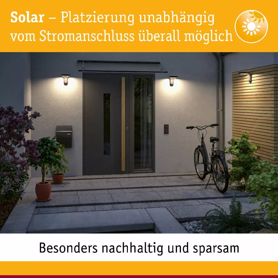 Paulmann 94234 Outdoor Solar Stufen/Treppenleuchte 3000K Metall/Kunststoff Grau