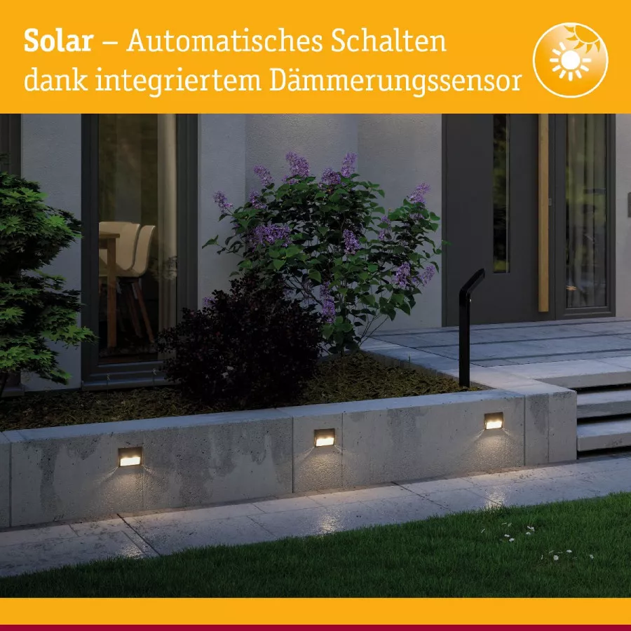 Paulmann 94234 Outdoor Solar Stufen/Treppenleuchte 3000K Metall/Kunststoff Grau
