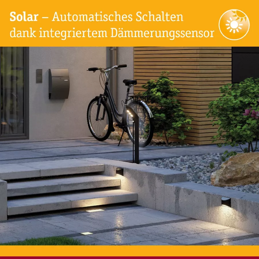 Paulmann 94233 Outdoor Solar Wandleuchte 3000K Metall/Kunststoff Grau