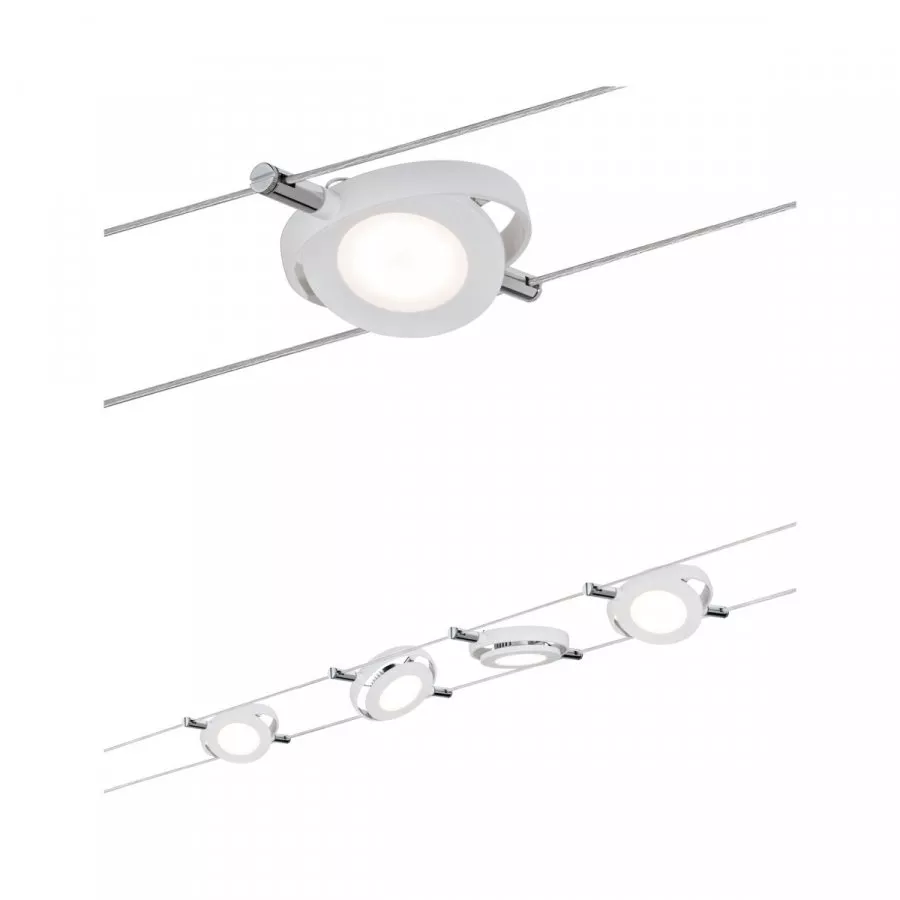 Paulmann 94105 LED Seilsystem RoundMac Basisset 4x200lm 4x4W 2700K 230/12V Weiß matt