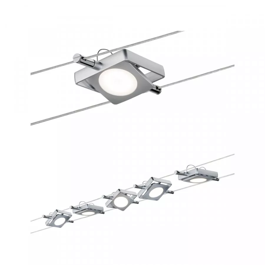 Paulmann 94108 LED Seilsystem MacLED Basisset 5x200lm 5x4W 2700K 230/12V Chrom matt