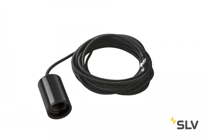 SLV Fitu Pendelleuchte E27 schwarz 5m Kabel mit offenem Kabelende max. 60W