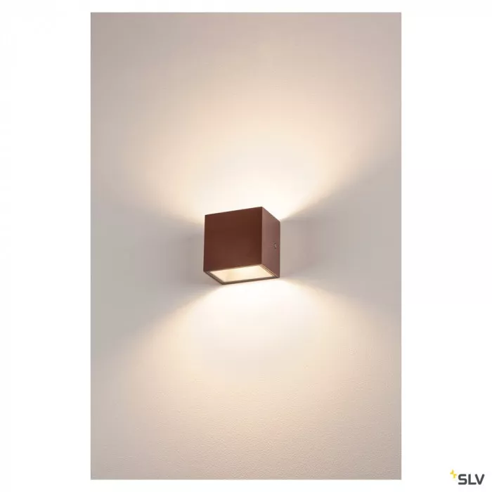 SLV Sitra Cube LED Outdoor Wandaufbauleuchte rost farbend IP44 3000K