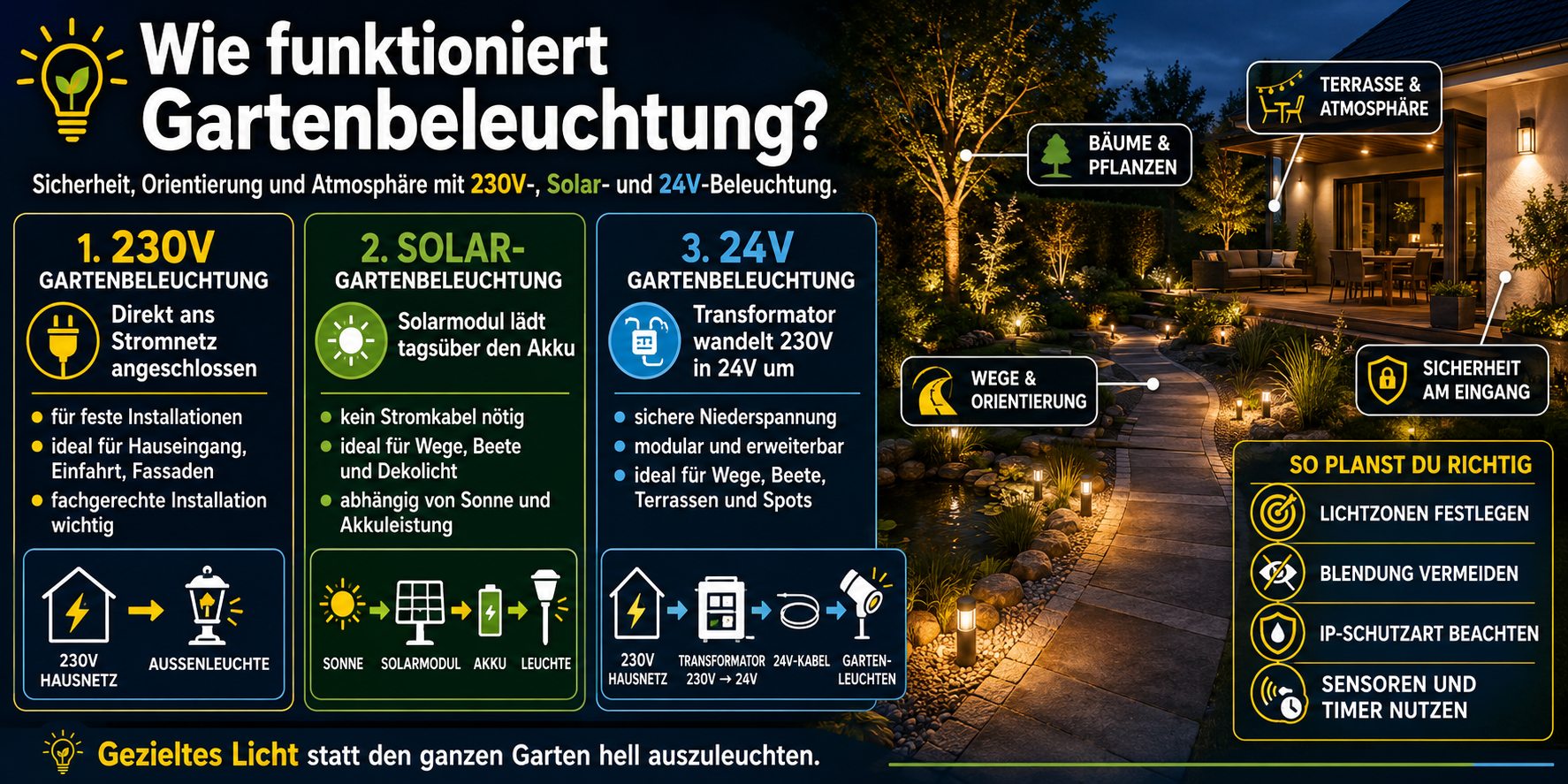 Wie funktioniert Gartenbeleuchtung