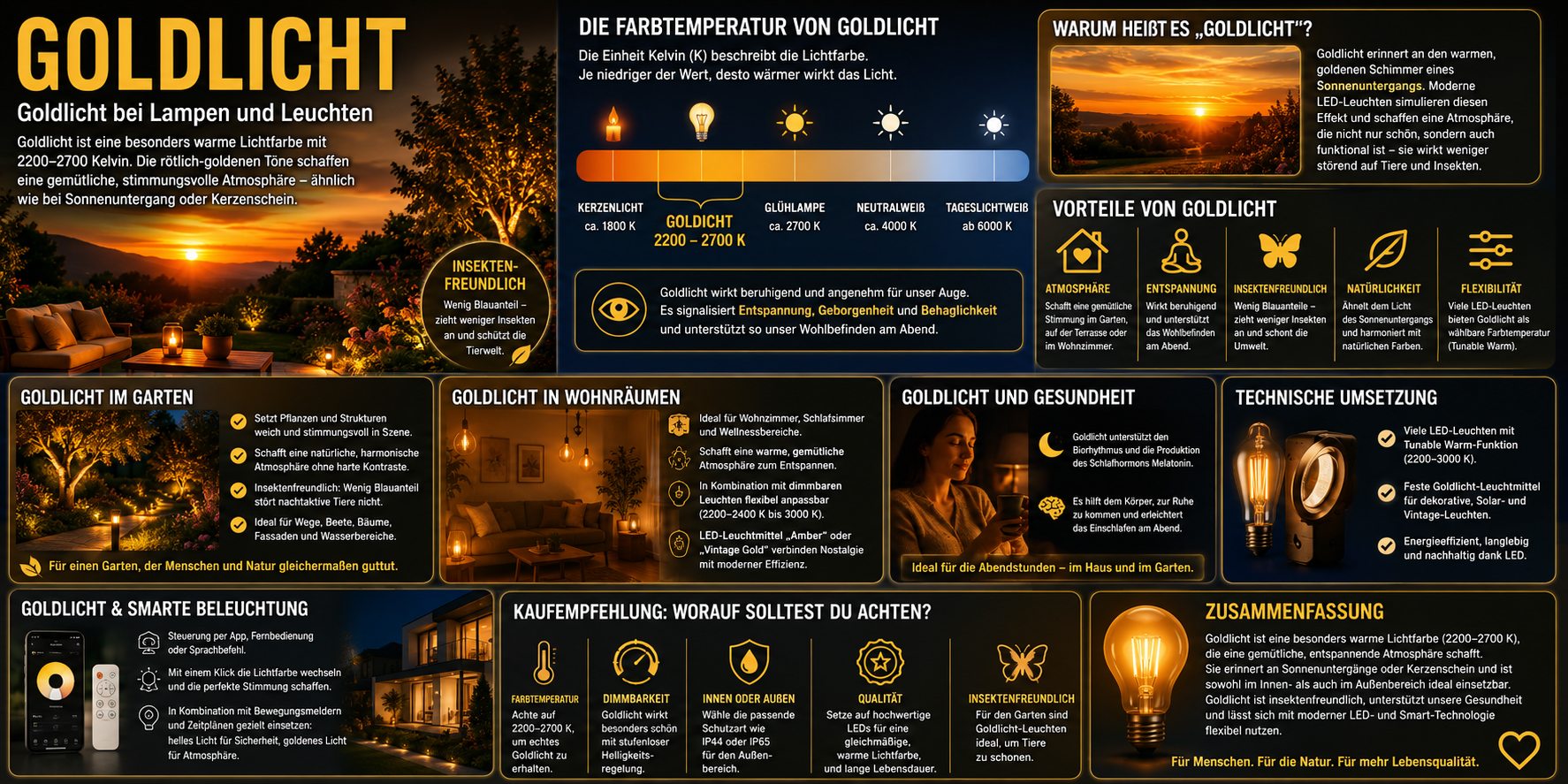 Goldlicht bei Lampen und Leuchten