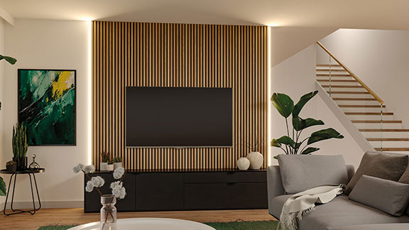 LED-Streifen hinter TV Wand eingebaut
