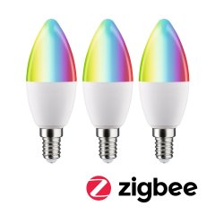 Paulmann 29152 Standard 230V Smart Home Zigbee 3.0 LED Kerze E14 3x470lm 3x5W RGBW+ dimmbar Matt