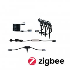 Paulmann 5028 Plug & Shine Set Smart Home Zigbee 3.0 LED Gartenstrahler Sting IP67 3000K 3x6W 75VA