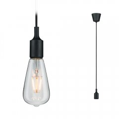 Paulmann 50346 Neordic Pendelleuchte Ketil IP44 E27 max. 20W Schwarz dimmbar Silikon/Kunststoff