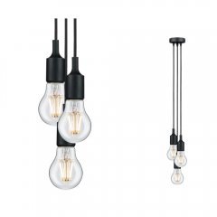 Paulmann 50382 Neordic Pendelleuchte Ketil E27 max. 3x60W Schwarz dimmbar Silikon/Metall