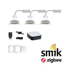 Paulmann 5180 Smart Home smik Gateway mit Wandtaster + LED Einbauleuchte Nova Plus Coin Basisset