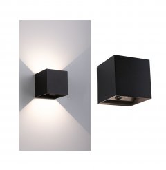 Paulmann 71282 LED Akkuwandleuchte Nyara IP44 3000K 100x100mm 2x1W / 1W Schwarz