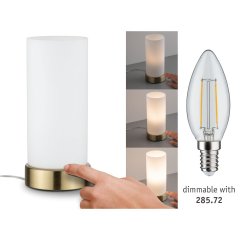 Paulmann 77055 Tischleuchte Pinja mit Touchschalter E14 max. 20W Wei�/Messing geb�rstet