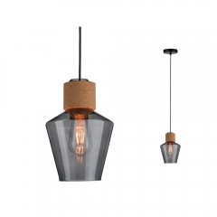 Paulmann 79740 Neordic Pendelleuchte Edla E27 max. 20W Rauchglas/Kork/Schwarz dimmbar