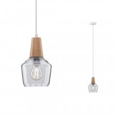 Paulmann 79745 Neordic Pendelleuchte Ylvie E27 max. 20W Holz/Glas Klar dimmbar