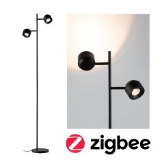 Paulmann 79780 LED Stehleuchte Smart Home Zigbee Puric Pane 2700K 2x300lm 2x3W Schwarz