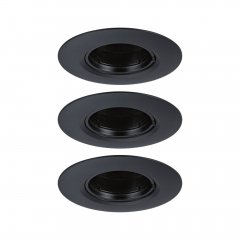 Paulmann 92114 Einbauleuchte 3er-Pack starr rund 90mm GU10 max. 3x10W 230V IP23 dimmbar Schwarz