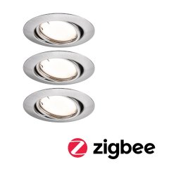 Paulmann 92464 LED Einbauleuchte Smart Home Zigbee Base Coin Basisset rund 90mm 20� 3x4,9W Eisen geb