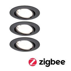 Paulmann 92465 LED Einbauleuchte Smart Home Zigbee Base Coin Basisset rund 90mm 20� 3x4,9W Schwarz