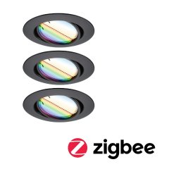 Paulmann 92468 LED Einbauleuchte Smart Home Zigbee 3.0 Base Coin Basisset rund 20� 3x4,9W Schwarz
