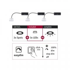 Paulmann 92477 LED Modul Einbauleuchte Easy Dim Choose Coin 3er-Set rund 51mm 3x6,5W 3x630lm 2700K