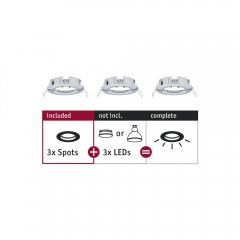 Paulmann 92482 Einbauleuchte Choose Basisset starr IP44 rund 78mm max. 3x10W 230V dimmbar Chrom