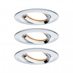 Paulmann 93684 LED Einbauleuchte Nova Plus Coin schwenkbar IP65 30� 3x6W 3x470lm dimmbar 2700K Chrom