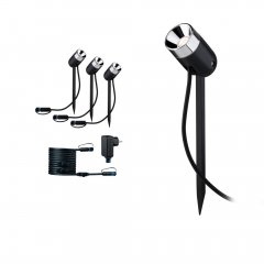 Paulmann 94242 Plug & Shine LED Gartenstrahler Pike Basisset IP65 3000K 3x2,2W 21VA Anthrazit