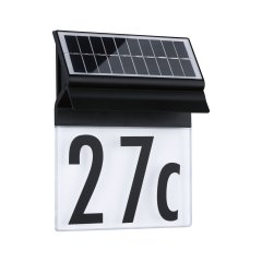 Paulmann 94694 Solar LED Hausnummernleuchte Neda IP44 3000K 14lm Schwarz