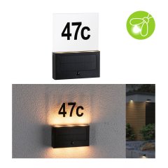 Paulmann 94725 Solar LED Hausnummernleuchte Neda Bewegungsmelder insektenfreundlich IP44 2200K 18lm