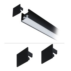 Paulmann 98626 Linion Zubeh�r Endkappe 2er-Set Schwarz matt Kunststoff