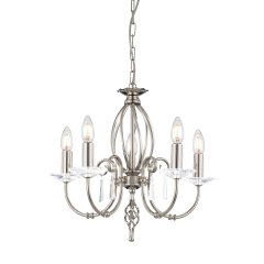 Elstead Lighting Aegean Kronleuchter, 5-flammig, poliertes Nickel