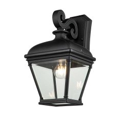 Elstead Lighting Bayview gro�e Wandleuchte 1-flammig E27 IP44 in Schwarz / Glas