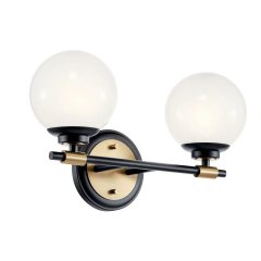 Elstead Lighting Benno Wandleuchte 2-flammig Schwarz Champagnerbronze IP44