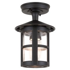 Elstead Lighting Hereford Veranda-Kettenlaterne 1-flammig E27 in Schwarz Aluminium mit Klarglas