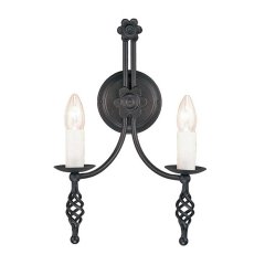 Elstead Lighting Belfry Wandleuchte 2-flammig Schwarz mittelalterliches Design