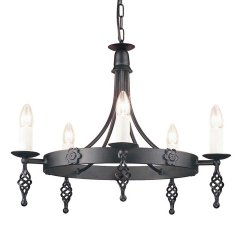 Elstead Lighting Belfry Kronleuchter 5-flammig Schwarz Semi-Flush