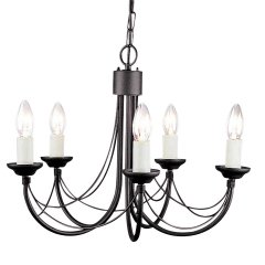 Elstead Lighting Carisbrooke 5-flammiger Kronleuchter Schwarz Gothic Stil h�henverstellbar