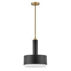 Elstead Lighting Cedric Pendelleuchte M Schwarz mit Opalglas 2-flammig E27