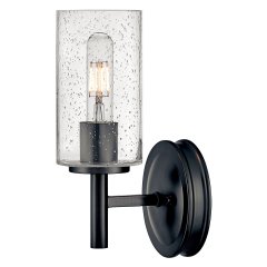 Elstead Lighting Collier 1-flammige Wandleuchte E27 Schwarzoxid mit Klarglas
