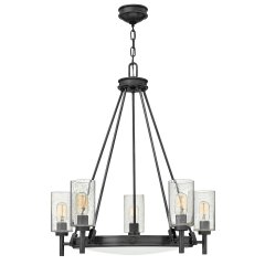 Elstead Lighting Collier 5-flammiger Kronleuchter Schwarzoxid mit Glas