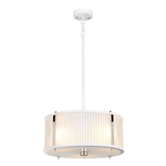 Elstead Lighting Corona 3-flammige Pendelleuchte E27 Wei� satiniert/Nickel poliert