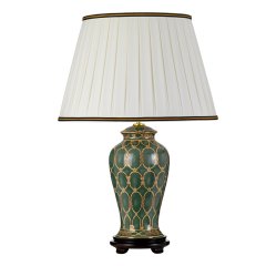 Elstead Lighting Sashi Tischleuchte Keramik Gr�n Gold Braun mit Stoffschirm E27