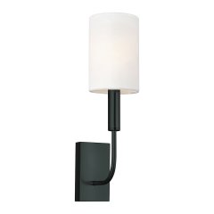 Elstead Lighting Brianna Wandleuchte 1-flammig E14 Schwarz mit wei�em Leinenschirm